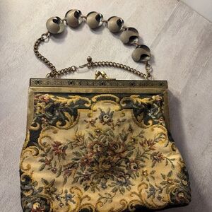 Vintage Floral Tapestry Clutch Handbag- Vintage